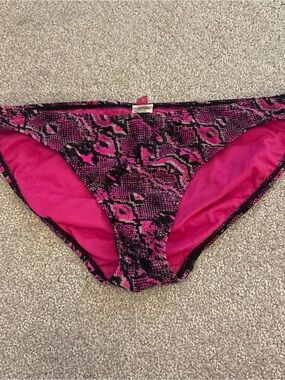 OP Hot Pink & Black Snake-Print Bikini Bottom